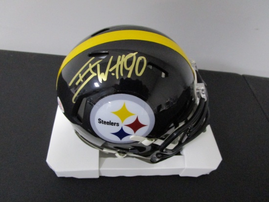 TJ Watt of the Pittsburgh Steelers signed autographed mini football helmet PAAS COA 070