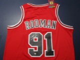 Dennis Rodman of the Chicago Bulls signed autographed basketball jersey PAAS COA 623