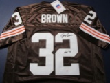 Jim Brown of the Cleveland Browns signed autographed football jersey PAAS COA 516