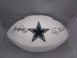 Roger Staubach Tony Dorsett of the Cowboys signed autographed logo football PAAS COA 131