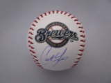 Christian Yelich of the Milwaukee Brewers signed autographed logo baseball PAAS COA 275