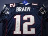 Tom Brady of the New England Patriots signed autographed football jersey Mounted Memories COA