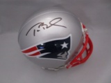 Tom Brady of the New England Patriots signed mini football helmet Mounted Memories COA