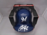 Christian Yelich of the Milwaukee Brewers signed mini batting helmet PAAS COA COA 212