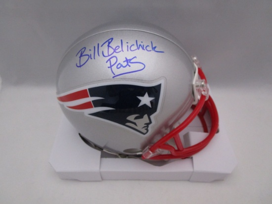 Bill Belichick of the New England Patriots signed autographed football mini helmet PAAS COA 691