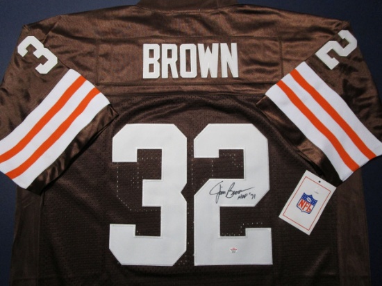 Jim Brown of the Cleveland Browns signed autographed football jersey PAAS COA 161