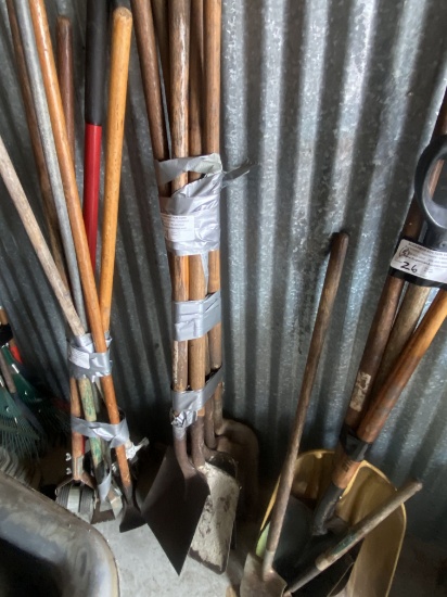 (5) Wood Handles Square Shovels