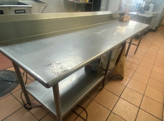 8' All Stainless Steel Table w/large Backsplash