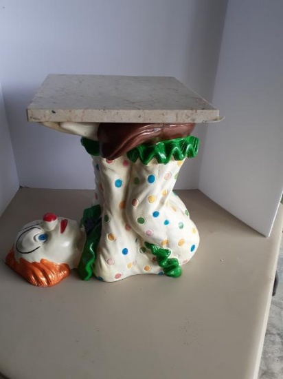 Clown Pedstal with Marble Top - 16 inches Tall