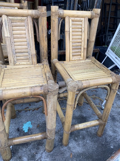 Bamboo bar stools for indoor or outdoor cover area