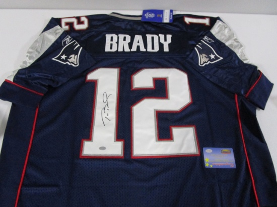 Tom Brady of the New England Patriots signed autographed football jersey Mounted Memories COA