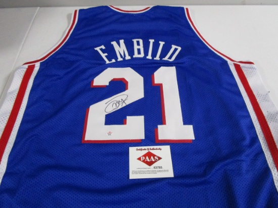 Joel Embiid of the Philadelphia 76ers signed autographed basketball jersey PAAS COA 793