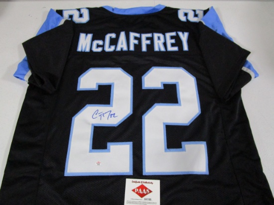 Christian McCaffrey of the Carolina Panthers signed autographed basketball jersey PAAS COA 195