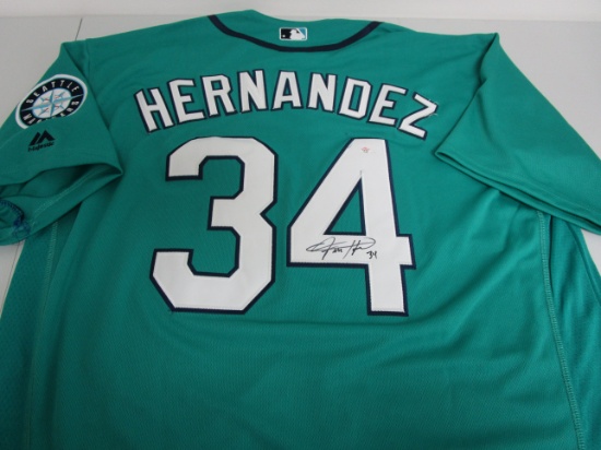 Felix Hernandez of the Seattle Mariners signed autographed baseball jersey PAAS COA 487