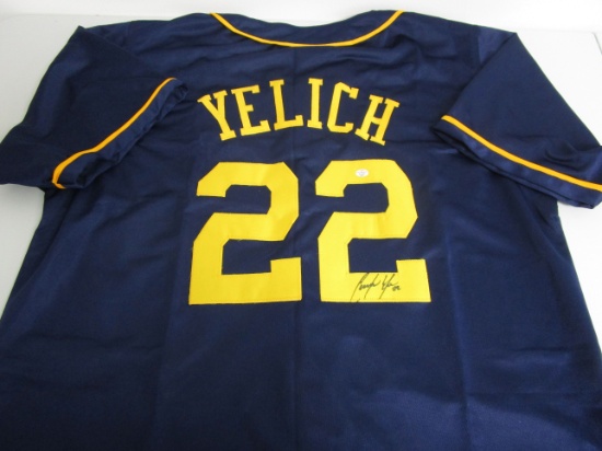 Christian Yelich of the Milwaukee Brewers signed autographed baseball jersey PAAS COA 977
