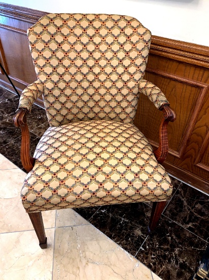 Upholstered, Wood Frame Mid Back Chair