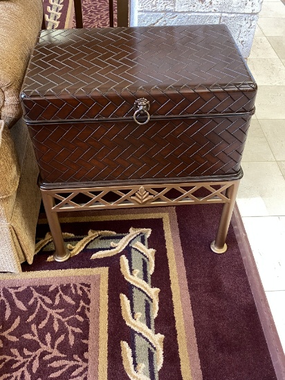 Decorative Storage Trunk on Metal Base