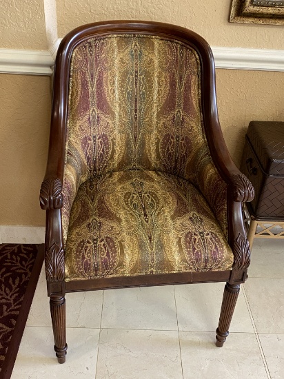 Wood Framed Rounded Back Upholstered Chairs