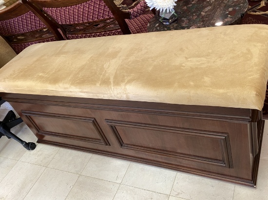 64" Wood Bench with Cushioned Top