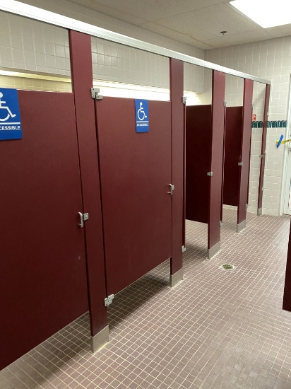 Bathroom Partitions creates (5) sit down Stalls and (4) Urinal Stalls