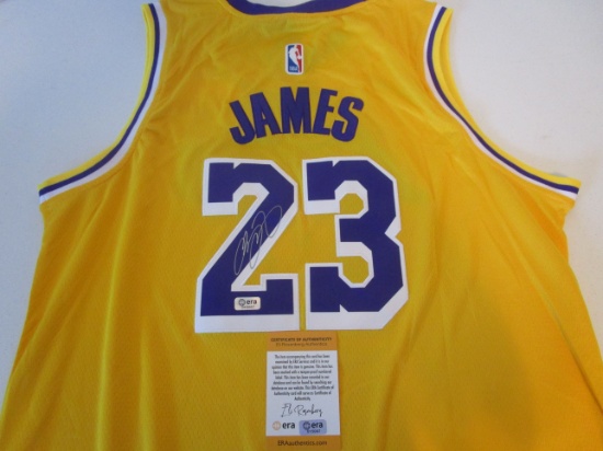 LeBron James of the LA Lakers signed autographed basketball jersey ERA COA 067