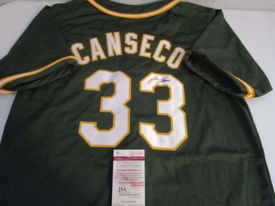 Jose Canseco of the Oakland A's signed autographed baseball jersey JSA COA 380