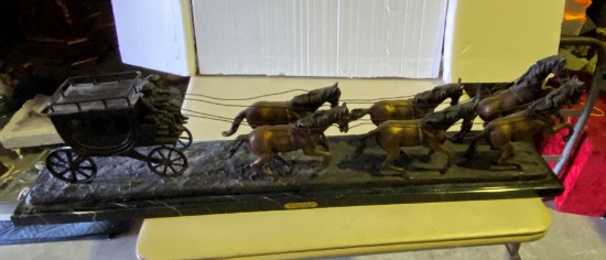 Large 48" Long Bronze Sculture Titled "StageCoach" by Charles Russell