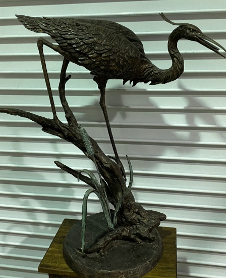 30" Bronze "Heron" Fountain