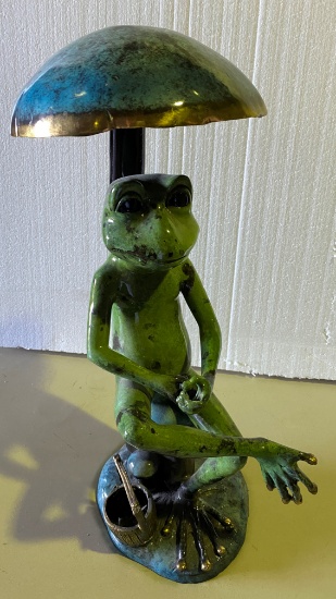 22" Tall Polychrome Bronze "Fishing Frog"