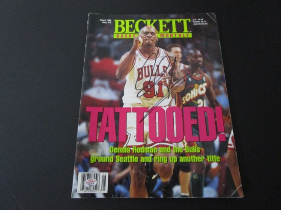 Dennis Rodman of the Chicago Bulls signed autographed magazine PAAS COA 641