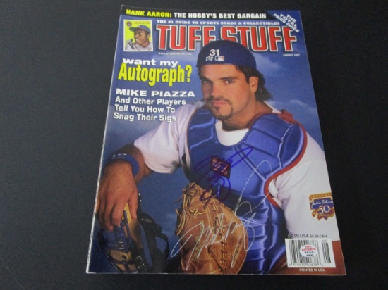Mike Piazza of the LA Dodgers signed autographed magazine PAAS COA 642