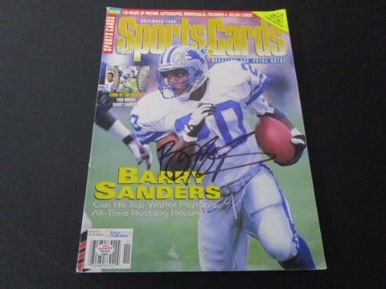 Barry Sanders of the Detroit Lions signed autographed magazine PAAS COA 631