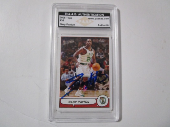 Gary Payton of the Boston Celtics signed autographed sports card slabbed PAAS COA 507