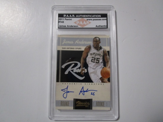 James Anderson of the San Antonio Spurs signed autographed sports card slabbed PAAS COA 886