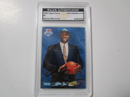 Alonzo Mourning of the Charlotte Hornets signed autographed sports card slabbed PAAS COA 508