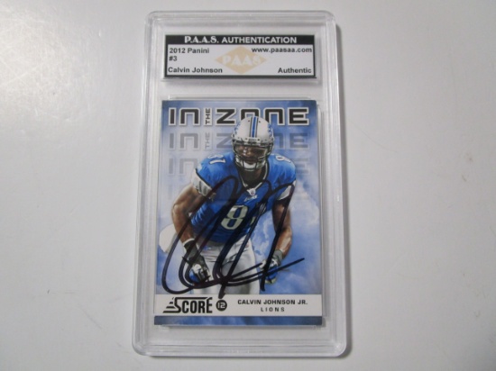 Calvin Johnson of the Detroit Lions signed autographed sports card slabbed PAAS COA 188
