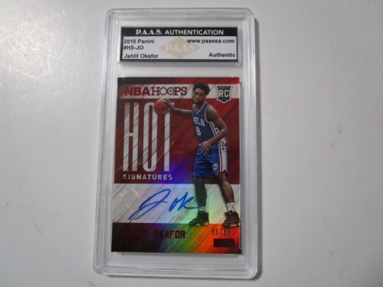 Jahlil Okafor of the Philadelphia 76ers signed autographed sports card slabbed PAAS COA 182
