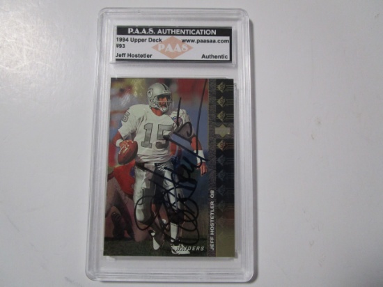 Jeff Hostetler of the Oakland Raiders signed autographed sports card slabbed PAAS COA 893