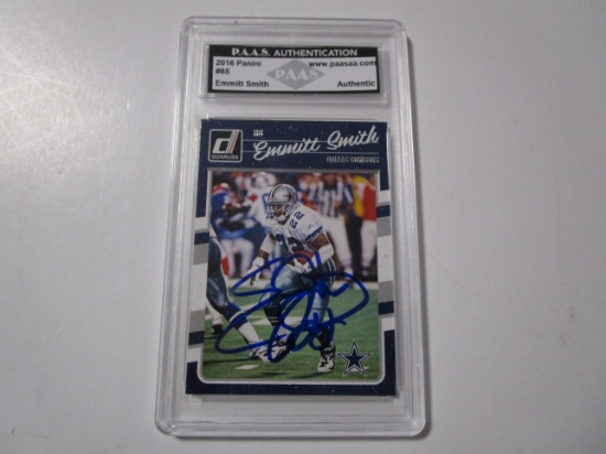 Emmitt Smith of the Dallas Cowboys signed autographed sports card slabbed PAAS COA 159