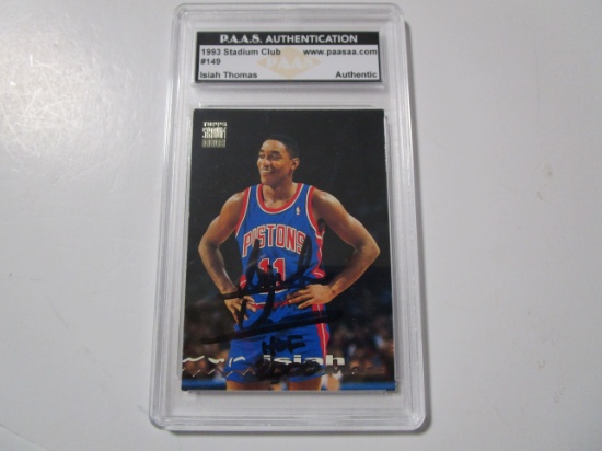 Isiah Thomas of the Detroit Pistons signed autographed sports card slabbed PAAS COA 199