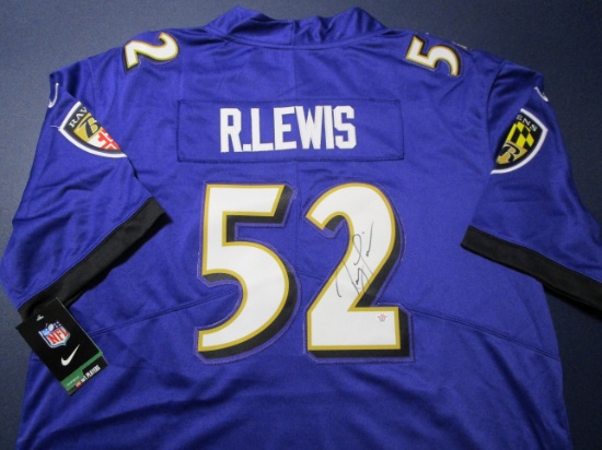 Ray Lewis of the Baltimore Ravens signed autographed football jersey PAAS COA 507