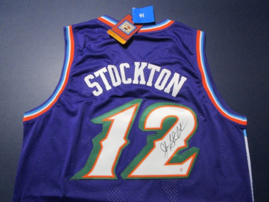 John Stockton of the Utah Jazz signed autographed basketball jersey PAAS COA 580