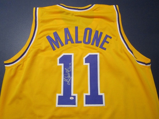 Karl Malone of the LA Lakers signed autographed basketball jersey PAAS COA 051