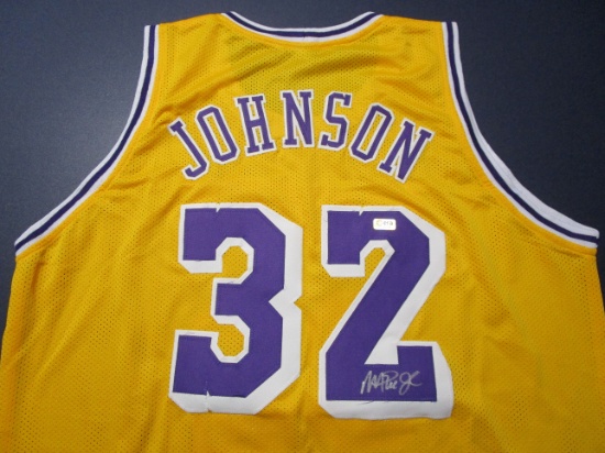 Magic Johnson of the LA Lakers signed autographed basketball jersey ERA COA 954