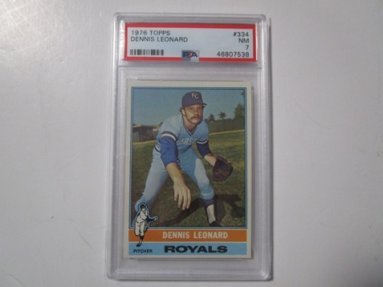 Dennis Leonard KC Royals 1976 Topps Baseball #334 PSA Graded NM 7