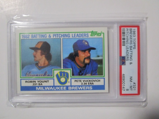 Robin Yount Pete Vuckovich Mil. Brewers 1983 Topps Pitching Batting Ldrs #321 PSA Graded NM-MT 8