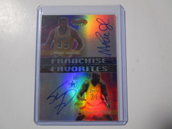 Shaquille O'Neal / Magic Johnson LA Lakers Dual Signed autographed 2001 Bowmans Best #FF3A