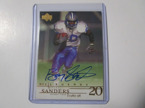 Barry Sanders Detroit Lions sigend autographed 2001 Upper Deck NFL Legends Football Card #BSa