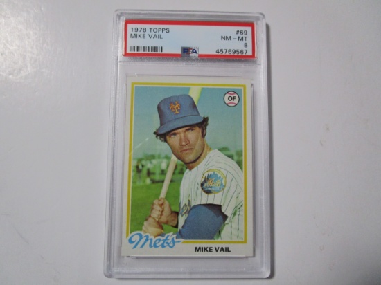 Mike Vail New York Mets 1978 Topps baseball #69 PSA Graded NM-MT 8