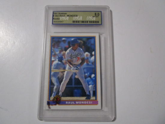 Raul Mondesi LA Dodgers 1991 Bowman ROOKIE #593 USA graded NM-MT 8
